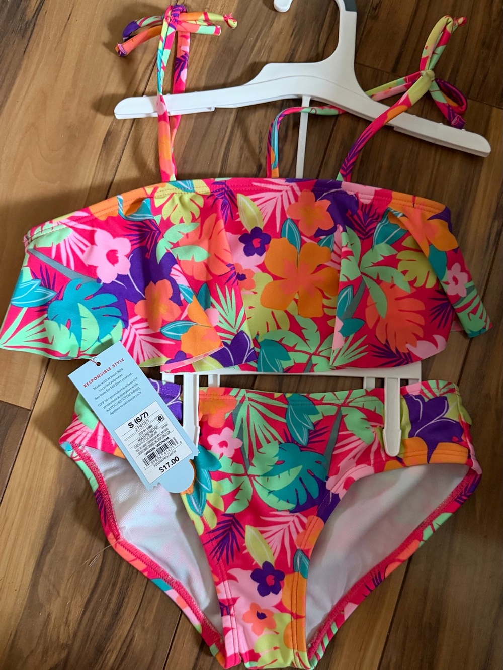 Cat & Jack Pink Tropical Floral Girls' Two-Piece Swim Set
